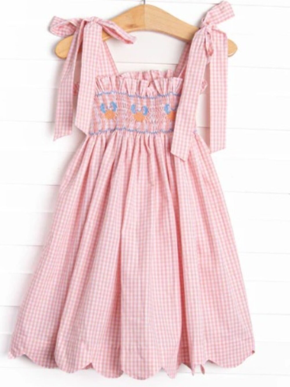 Stitchy Fish Coral Reef Crab Smocked Dress Scalloped 5